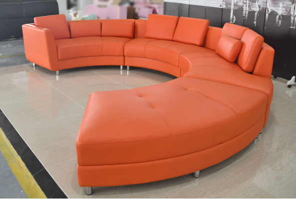Leather Sofa Modern Upholstered Leather Round Living Landscape Corner Sofa Round Couch
