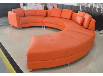 Leather Sofa Modern Upholstered Leather Round Living Landscape Corner Sofa Round Couch