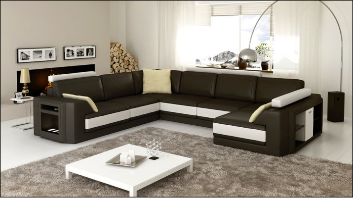 Designer sofa corner sofa couch leather sofa upholstery sitting corner suite +light PHM3027