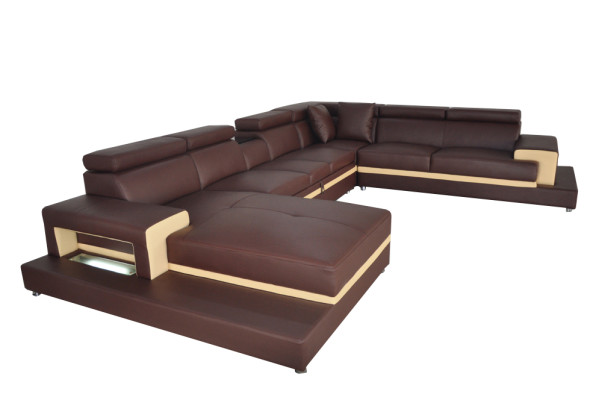 Design leather upholstery seat room living room sofa corner sofas couch designer suite XXL