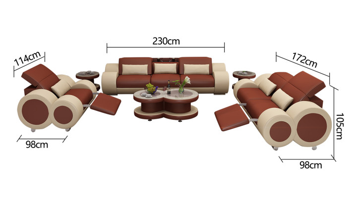 Leather sofa couch set 3+2+1 design modern sofa + USB seat new
