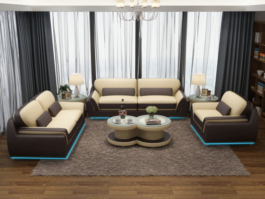 Leather sofa couch set new 3+2+1 seat set design modern sofa + USB