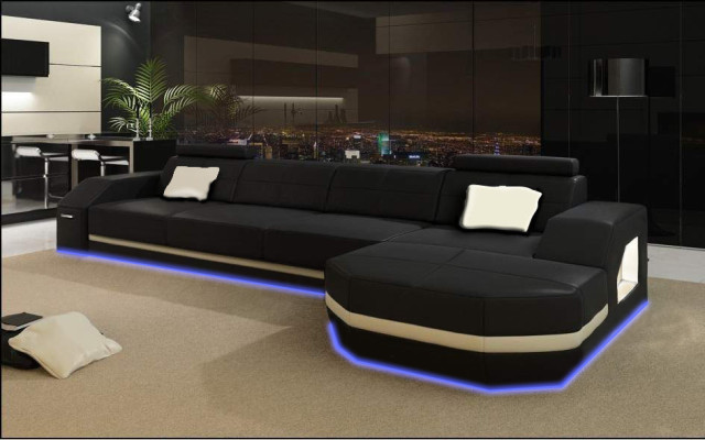 Leather sofa with USB living landscape corner sofa corner suite design modern sofa C4011C
