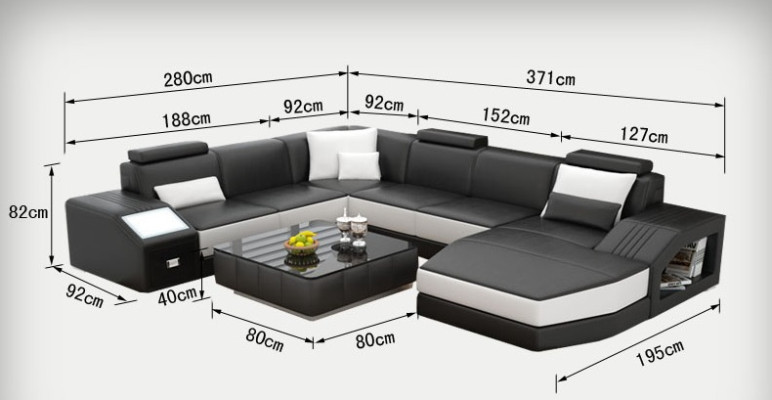Leather sofa couch U-shape living area corner sofa set design modern sofa