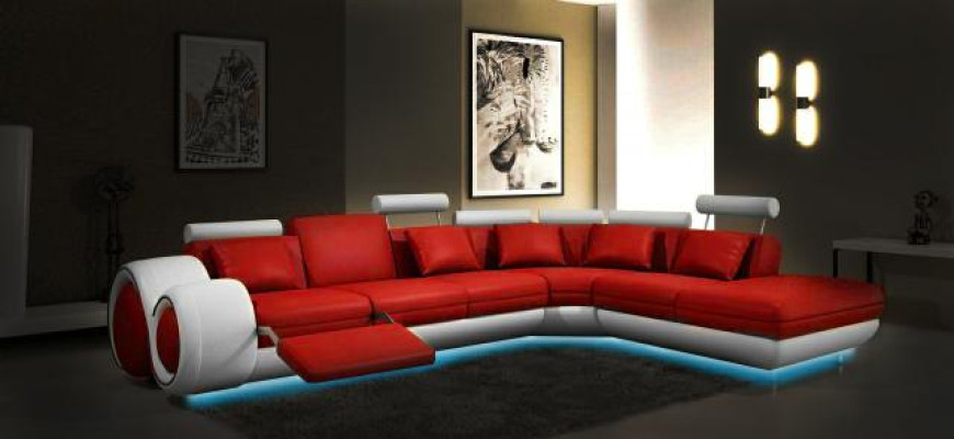 LEATHER SOFA LEATHER COUCH with USB SUITE SOFA LIVING LANDSCAPE BLACK/WHITE Couch New