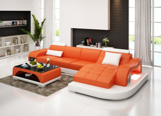 Leather sofa with USB living area corner sofa corner suite design modern sofa G8009D