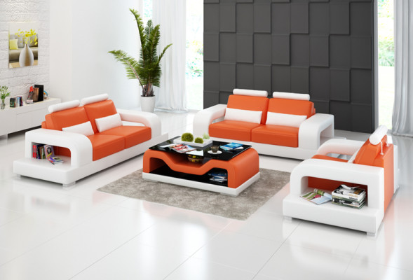 Leather sofa couch living room set 3+2+1 seater + USB upholstery modern design sofa