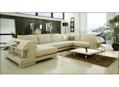 Corner sofa couch upholstery designer leather XXL U-shaped leather sofa living landscape