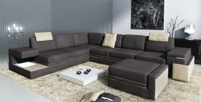 XXL living landscape corner sofa upholstered corner seating set sofas couches textile