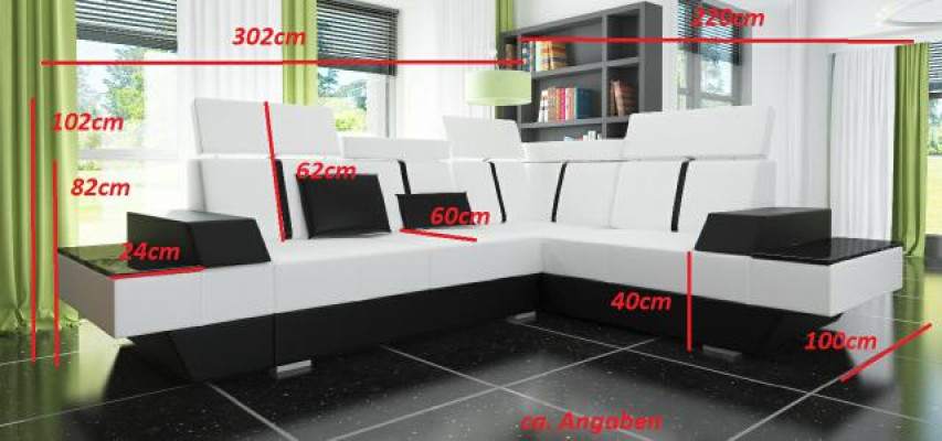 Design corner sofa + USB living landscape sofa corner sofa fabric leather custom-made new