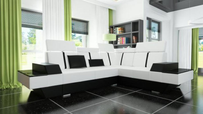 Design leather sofa USB living landscape upholstered sofa corner sofa corner couch custom-made