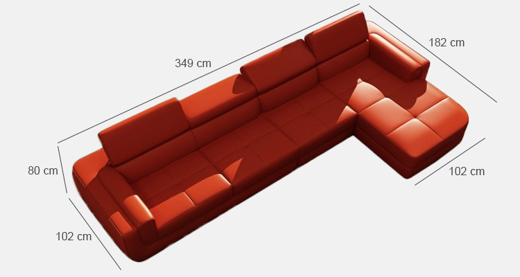 Sectional leather sofa + USB living landscape L-shaped sofa upholstery seat corner Tettau red