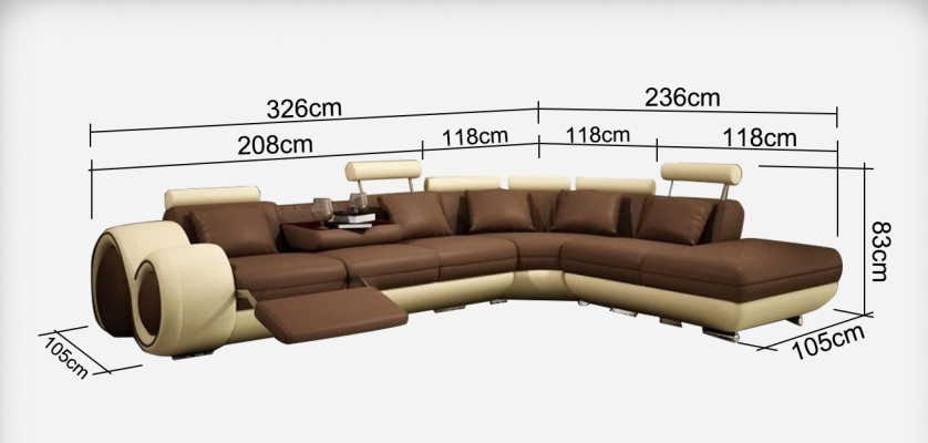 Leather sofa with USB living landscape corner sofa corner suite design modern sofa A1163C