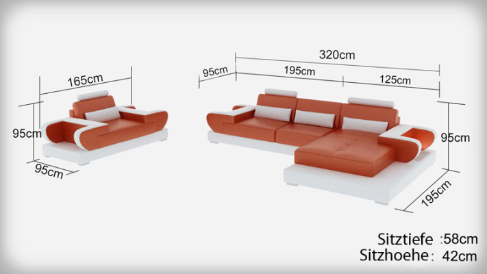 Design XXL big sofa with USB, corner sofa leather sofa couch upholstered corner living landscape