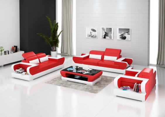 Leather Sofa Couch Living Area 3+2+1 Seater Suite Design Modern Sofa with USB