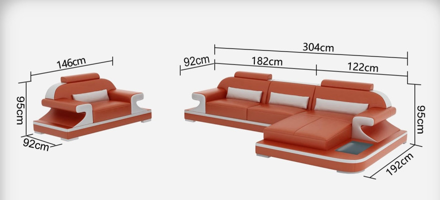 Leather sofa couch living area corner sofa + armchair new design suite sofa G8021E