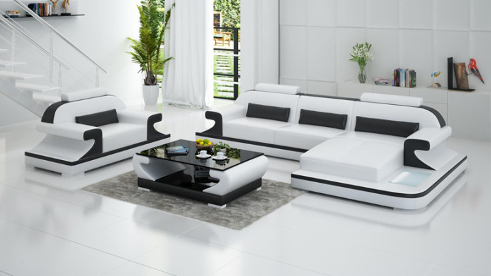 Leather sofa couch living area corner sofa + armchair new design suite sofa G8021E