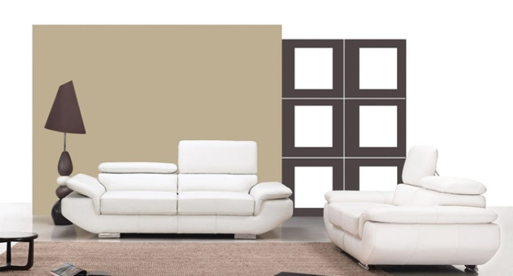 Sofa set with USB, upholstered sofa, leather seating set 3+2 seater Weilrod "White"