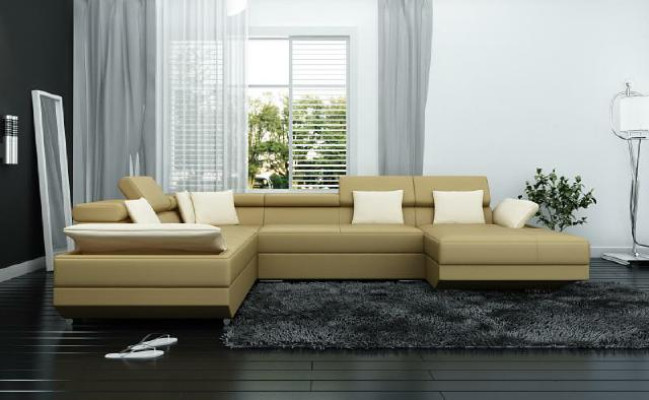 Leather sofa couch upholstery corner set living landscape XXL big corner sofa 2719D