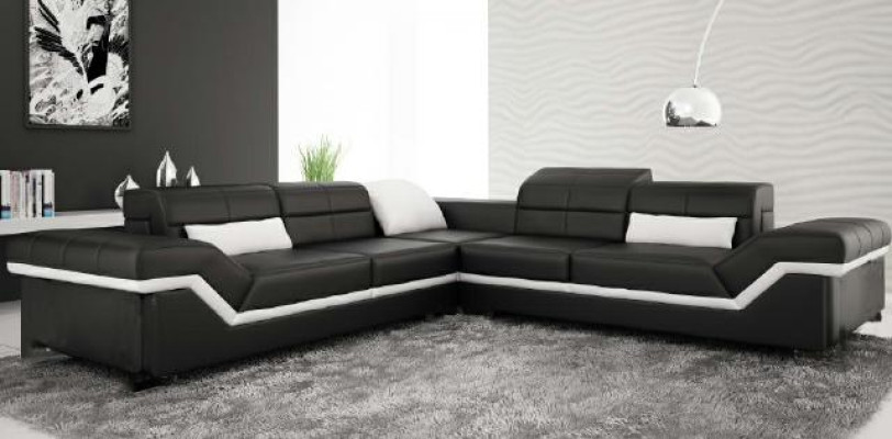 Leather Sofa XXL Living Area Couch Design Sofa with USB Corner Sofa Sofa Set White