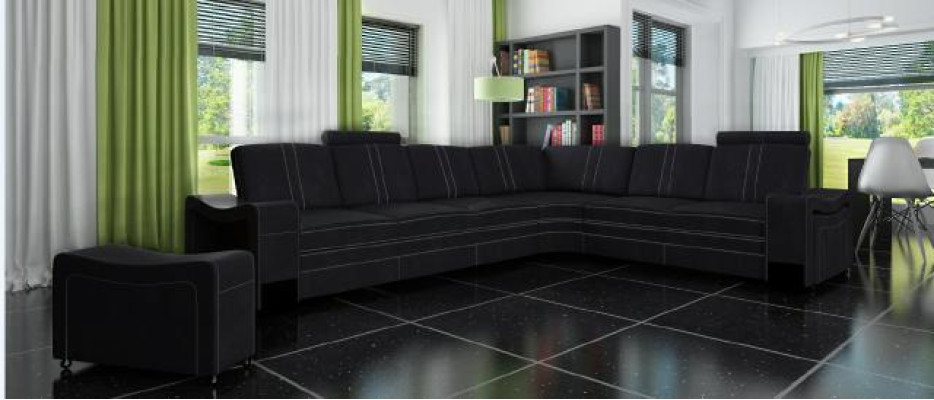 Fabric Couch Textile Upholstery Corner Couch Sofa + USB Corner Sofa Living Landscape Fabric Sofa