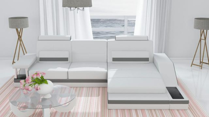 Corner sofa set leather textile fabric living landscape sofa USB new custom-made