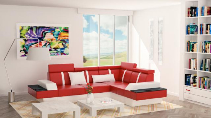 Designer living room corner couch new couch sofa upholstered leather sofa + USB, suite.