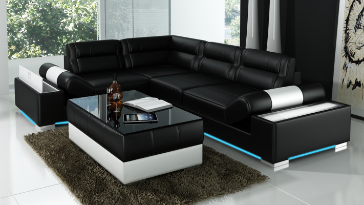 Leather Sofa Sofa USB Living Landscape Corner Sofa Set Couch Design Set L6001B