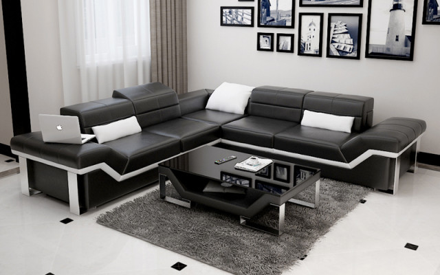 Leather sofa couch living landscape corner sofa suite design modern sofa K5007B