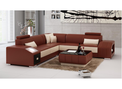 Leather sofa with USB living landscape corner sofa corner suite design modern sofa L6003B