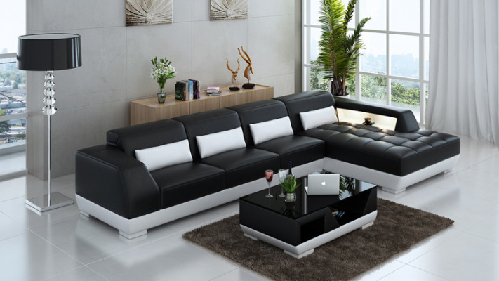 Leather sofa corner sofa + USB set living landscape upholstery L-shape couch sofa G8024C
