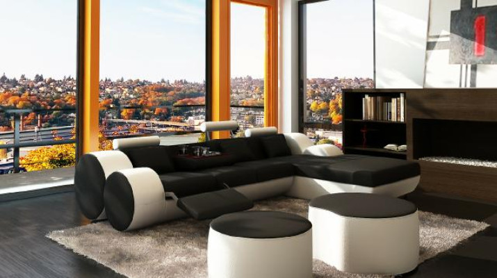 Custom-made leather sofa set corner couch leather corner sofa living landscape USB