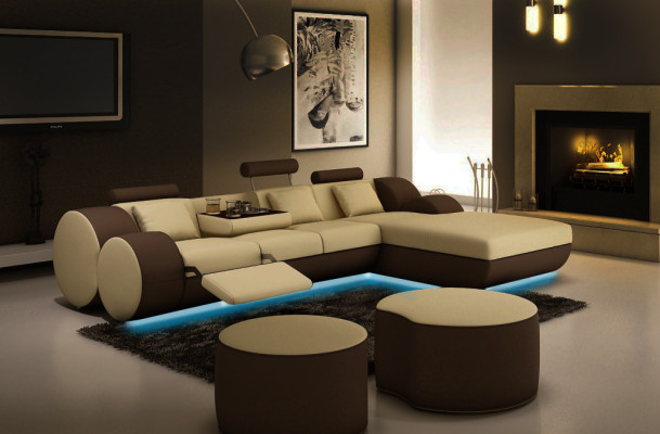 Custom-made leather sofa set corner couch leather corner sofa living landscape USB