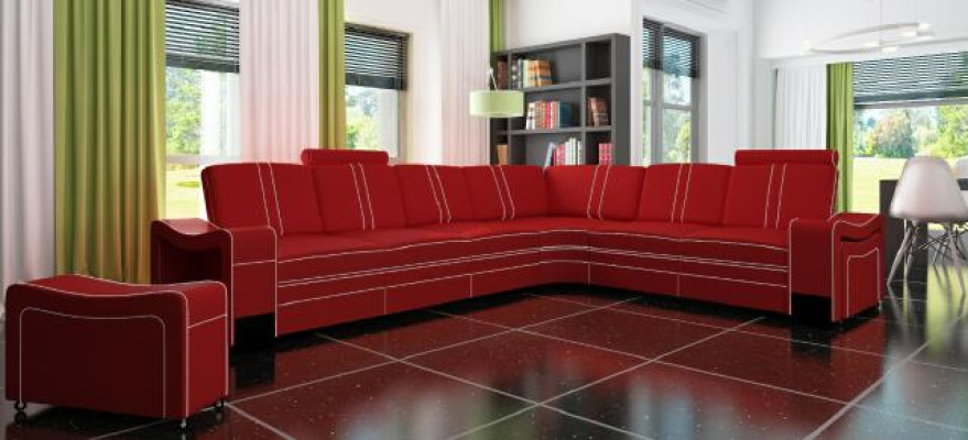 XXL LEATHER SOFA LIVING AREA Custom-made LEATHER CORNER SOFA SUITE with USB