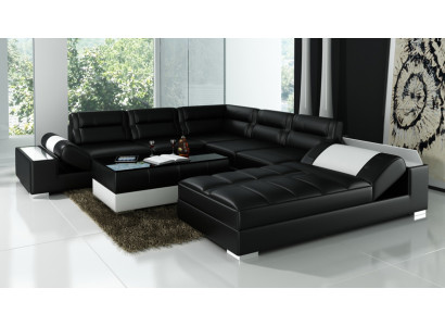 Comfortable statement new leather U-shaped corner sofa for your living ambiance