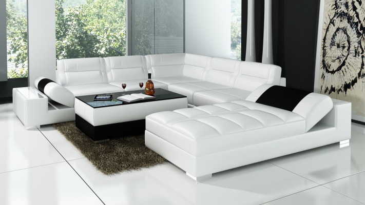 Comfortable statement new leather U-shaped corner sofa for your living ambiance