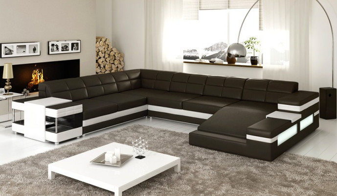 Designer sofa USB sectional corner sofa upholstered couch LED