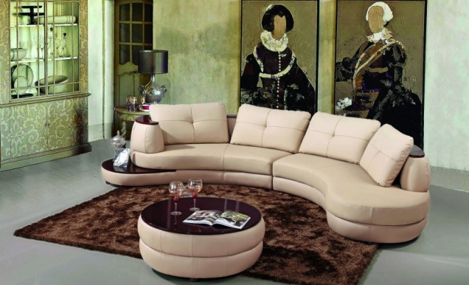 Designer round USB corner sofa living landscape round sofa leather sofa couch sofa U-shape