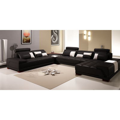 Design living area sofa corner sofa couch upholstery corner seating suite leather USB+LED