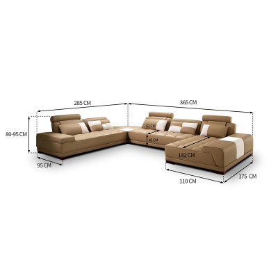 Design living area sofa corner sofa couch upholstery corner seating suite leather USB+LED