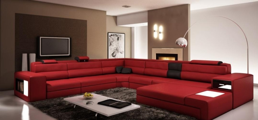 Design corner sofa upholstered couch corner seat set living room landscape leather USB+LED