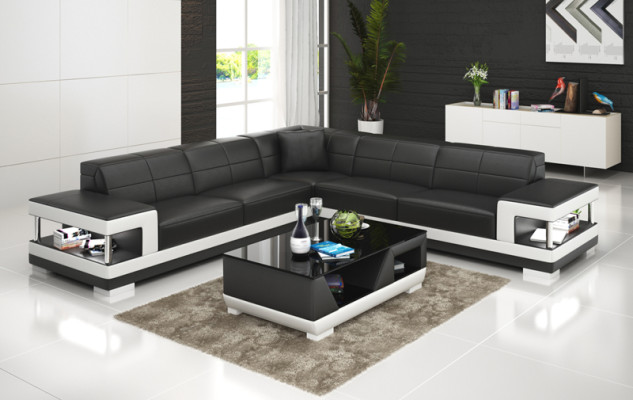 Leather sofa with USB living area corner sofa corner set design modern sofa G8017B