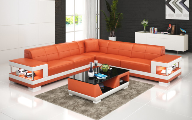 Leather sofa with USB living area corner sofa corner set design modern sofa G8017B