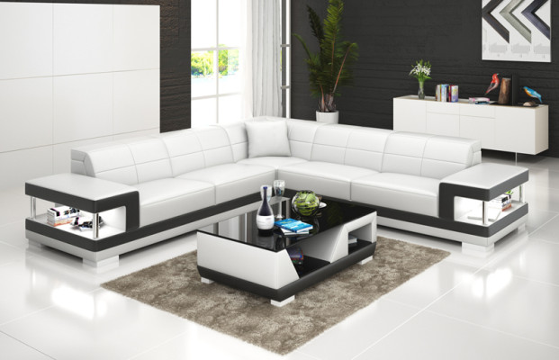 Leather sofa with USB living area corner sofa corner set design modern sofa G8017B