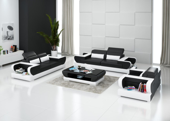 Leather sofa couch living landscape 3+2+1 seater suite design modern sofa G8002D