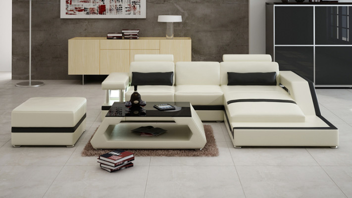 Leather sofa with USB, living landscape corner sofa, corner suite, design modern sofa L6002E