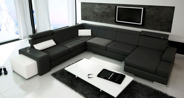 U-shaped sofa couch upholstery living landscape leather corner set XXL corner sofa new