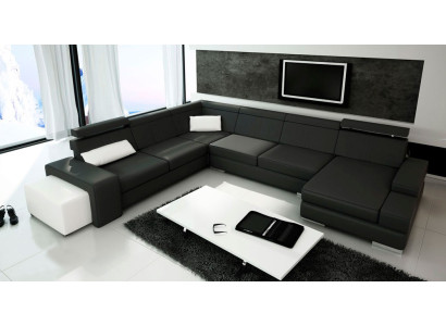 U-shaped sofa couch upholstery living landscape leather corner set XXL corner sofa new
