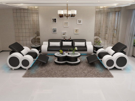 Leather sofa couch set new 3+1+1 seater suite design modern sofa