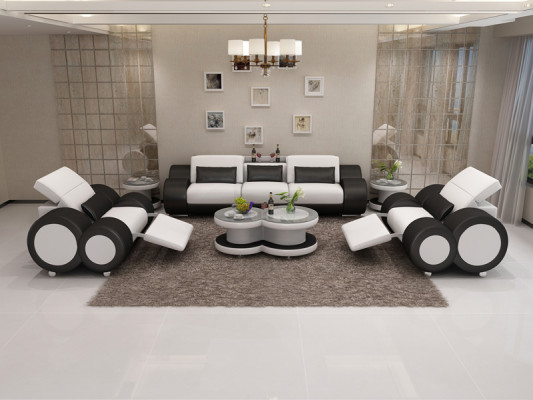 Leather sofa couch set new 3+1+1 seater suite design modern sofa